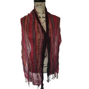 Scarf Wrap Shawl Striped With Fringes Measures 18w X 72 L Inches